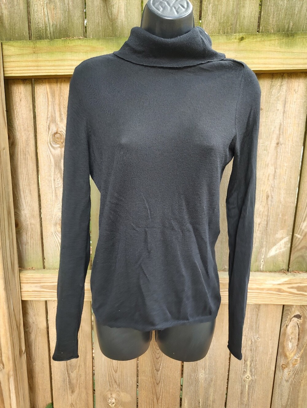 🏵️ Maje Black Cashmere Silk Luxury Tissue Knit Turtleneck Sweater Size 1 (S)